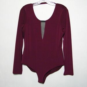 BCBGeneration Women's Long Sleeves BodySuit Deep Maroon Size L